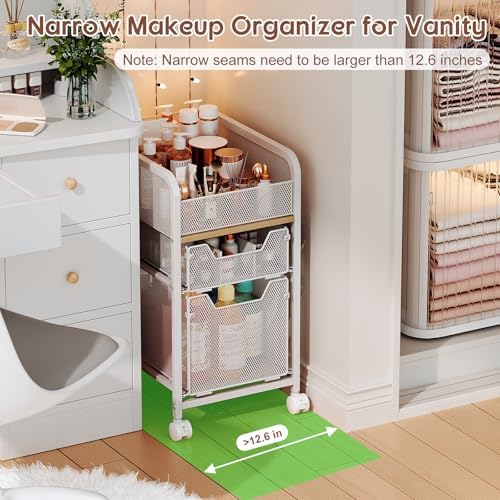 Rolling Makeup Cart Organizer with 2 Drawers, Under Desk Storage - Image 2
