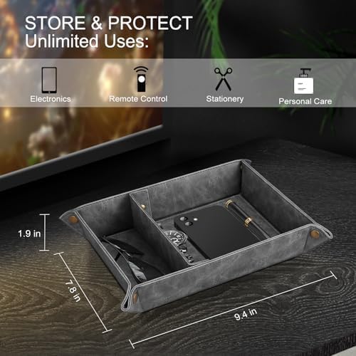 SITHON Valet Tray Desktop Storage Organizer with 2 Compartments - Image 3