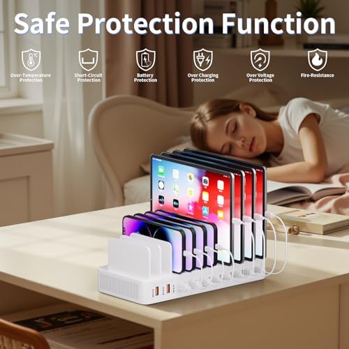 60W Charging Station for Multiple Devices, 10-Port USB Fast Charger - Image 3