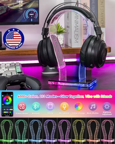 Acrylic RGB Headphone Stand for Desk with Many Light Modes & Colors - Image 2