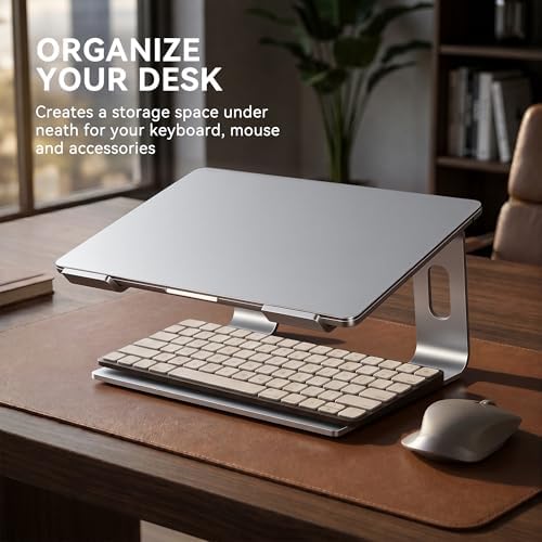 SOUNDANCE Laptop Stand, Aluminum Ergonomic Desk Riser, 10-15.6", Silver - Image 4