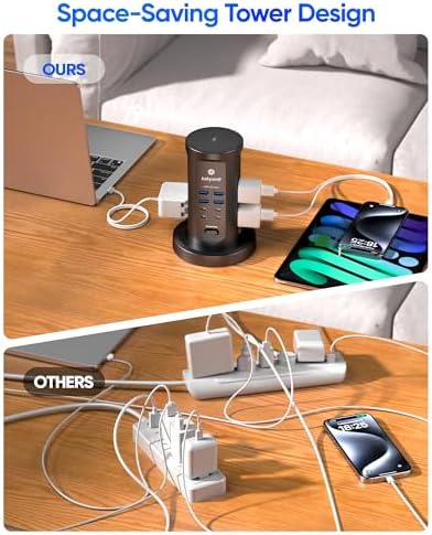 Power Strip Tower, kakyanill Charging Station 9 AC Outlets 8 USB Ports - Image 4