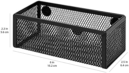 Amazon Basics Magnetic Storage Baskets, Mesh Organizers for Office Supplies and Workspace, 6" x 2.5" x 2.2", Black, 3-Pack - Image 5