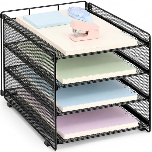 Desk Organizer, 4-Tier Paper Organizer Letter Tray, Black by OPNICE