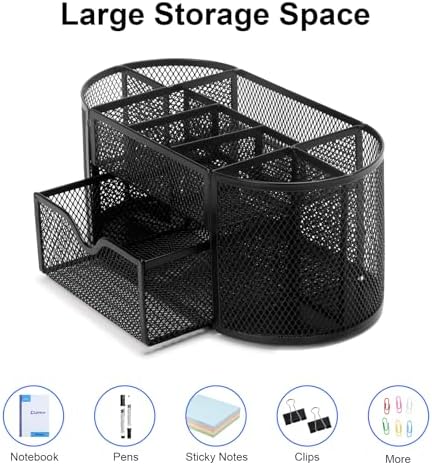 Comix Mesh Pen Holder, Desk Organizer for Home Office, Black - Image 4