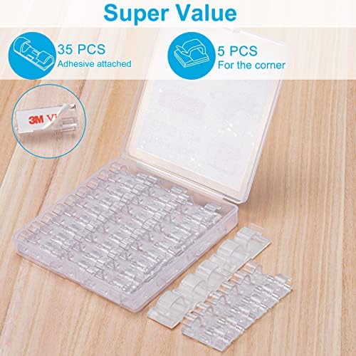 TidyHelper Adhesive Cable Clips Clear (40PCS, M), Indoor/Outdoor - Image 2