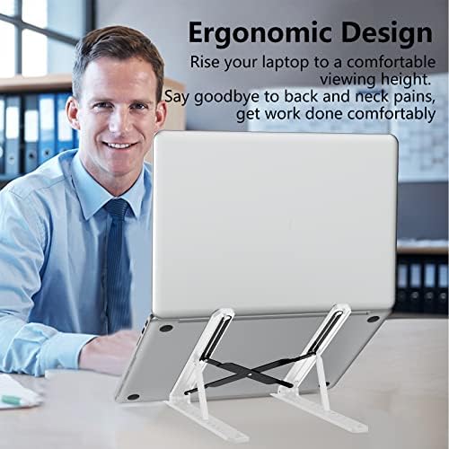 Tonmom Laptop Stand for Desk, Adjustable Laptop Riser, White - Image 2