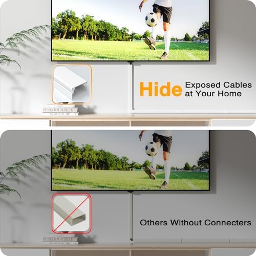 Delamu 157in Cord Hider Wall, TV Cable Hider Cord Covers for Wires on Wall, Large Cable Management Raceway, Paintable Wire Hiders Wire Covers for Cords for TV on Walls, 10 X L15.7 W1.18 H0.6in, White - Image 5