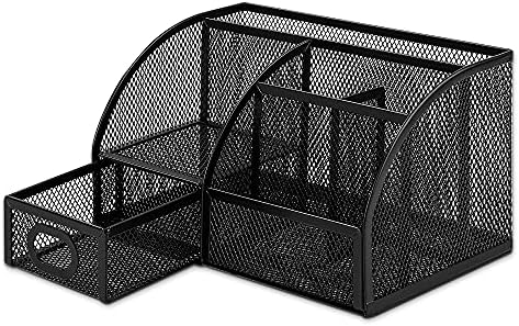Amazon Basics Mesh Pen Holder and Desktop Desk Organizer, Office Caddy Storage for Writing Utensils, 9.1 x 5.9 x 5.5 inches, Black (Pack of 12) - Image 3