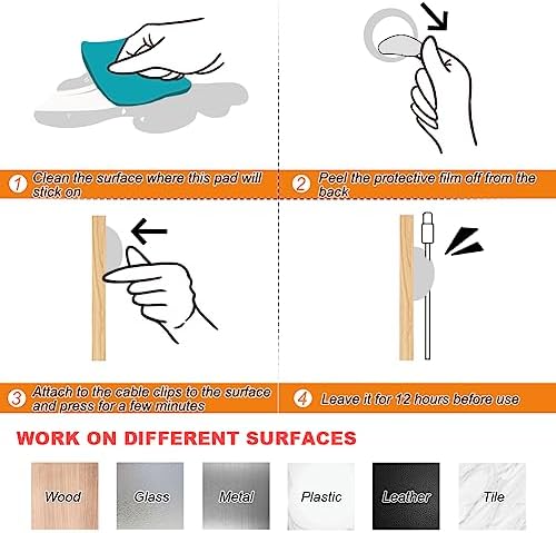 16pcs Cable Clips for Organizing Nightstand Phone Chargers (White) - Image 7