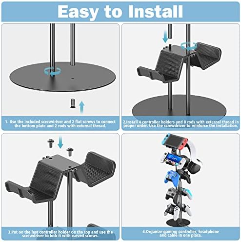 Kytok Gamer Gifts, Headset Stand 5 Tiers with Cable Organizer, Controller Stand Compatible with PS5/Xbox/Nintendo Switch/PS Portal/PS4, Headset Holder & Controller Holder for 10 Packs Controller - Image 5