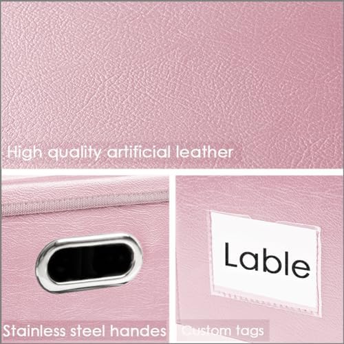 Leather Foldable Storage Boxes with Lids,Closet Storage Bins 24L - Image 4