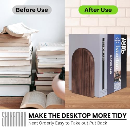 Book Ends,4 Pair Large Bookends Wood Book Ends Universal Economy Bookend (4, Large) - Image 5
