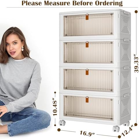 4 Tier Plastic Storage Bins with Lid 36QT, Stackable Storage Bins - Image 4