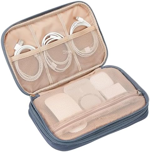 NISHEL Travel Cord Organizer Case, Double Layers Tech Electronic Bag, Essentials for Charger, Cable, Phone, Flash drive, Large, Aegean-Blue - Image 5