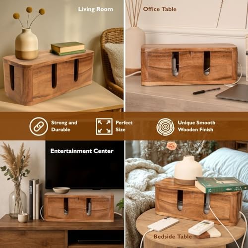 Cable Management Box, Power Strip & Extension Cord Hider, Desk Organizer - Image 3