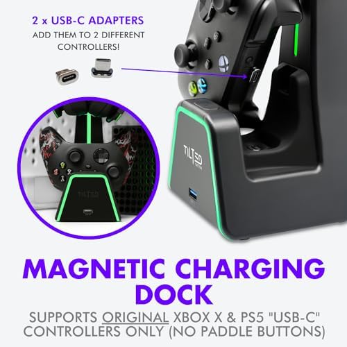 3 in 1 Gaming Headset and Controller Stand for PS5 and Xbox Series X Charging Station - Game Controller Holder and Headphone Stand for Desk with PlayStation and Xbox Magnetic Charger - Image 4