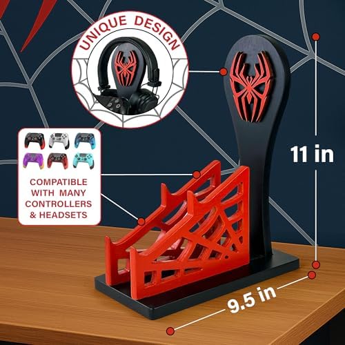 Gamer Gift for Men Teenage Boy Wood Controller Organizer with Headphone Holder & Game Controller Stand - Unique Gift Idea for Husband, Boyfriend, Gamers, Game Lover, Gaming Accessory (Vernom) - Image 2