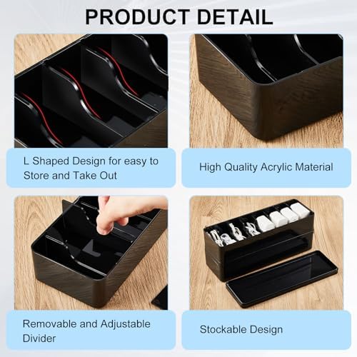Tatuo Cord Organizer Box with Lid, Black, 2 Pack - Image 3