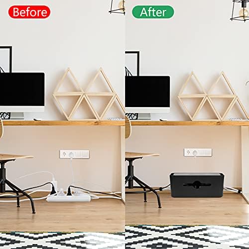 Cable Management Box,Cord Organizer for Home Office Cable Wire Hide,Black - Image 2