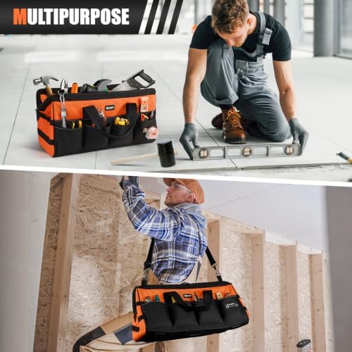 Tool Bag ExtraLarge 20", Heavy Duty Spacious Tool Box Organizer, Orange - Image 7