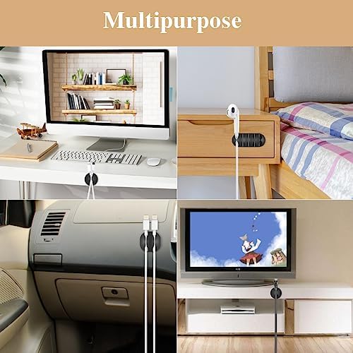 16pcs Cord Organizer for Nightstand Phone Charger Cables (Black) - Image 6