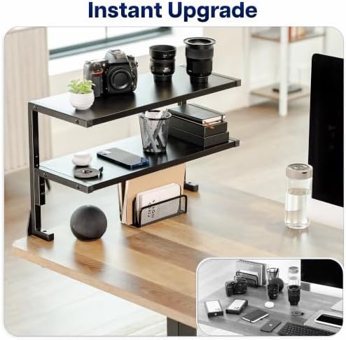 VIVO Black Clamp-on 24 inch 2-Tier Desk Shelf, STAND-SHELF24C - Image 4