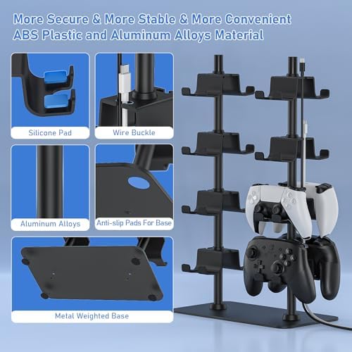 MANMUVIMO Controller Holder for 16 Xbox PS5 PS4 Gaming Controller, Video Game Controller Holder Headphone Stand for Desk, Gamer Gifts for Men, Gaming Room Accessories Maximum Organizer Rack - Image 3