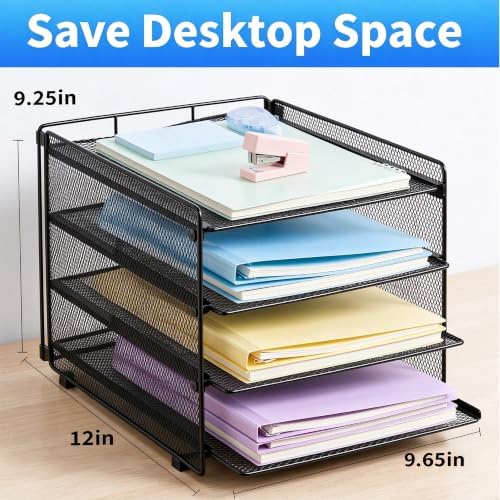 Desk Organizer, 4-Tier Paper Organizer Letter Tray, Black - Image 2
