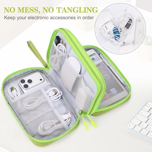 FYY Electronic Organizer, Travel Tech Pouch Bag, Large, Green - Image 5