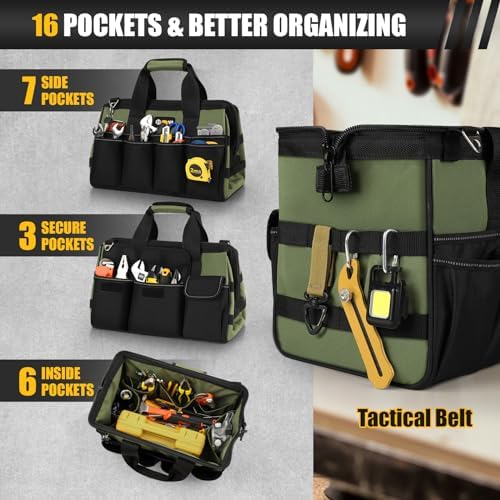 Heavy Duty Tool Bag 15Inch, 16-Pocket Portable Empty Tool Box Organizer - Image 2