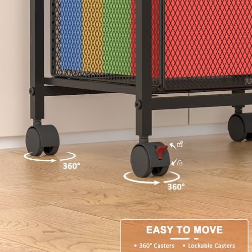 Rolling File Cabinet with Adjustable Dividers, Mobile Filing Cabinet with 2 Storage Drawers on Lockable Wheels, Hanging File Organizer Beside Under Desk for Office, Home（Patent Pending） - Image 4