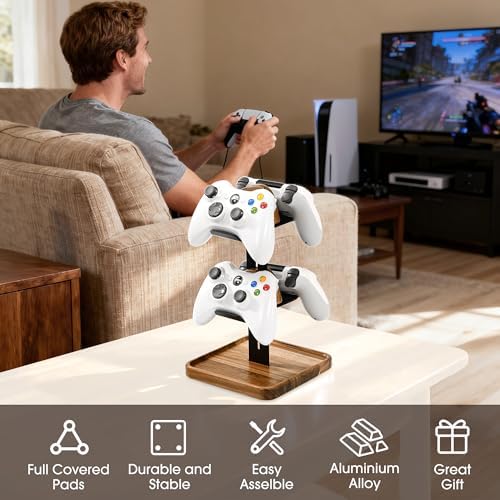 Game Controller Wood Stand, 4-in-1 Black - Image 6