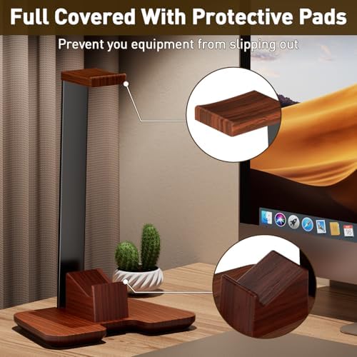 Controller Stand Wood Headphone Stand for Desk Gaming Desk Accessories Controller Holder for Gaming Equipment Headset Holder Gift for Father,Son,Husband,Boyfriend - Image 4