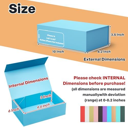 Blue Gift Box, 9.5x6x3'' Gift Boxes with Lids for Presents - Image 2