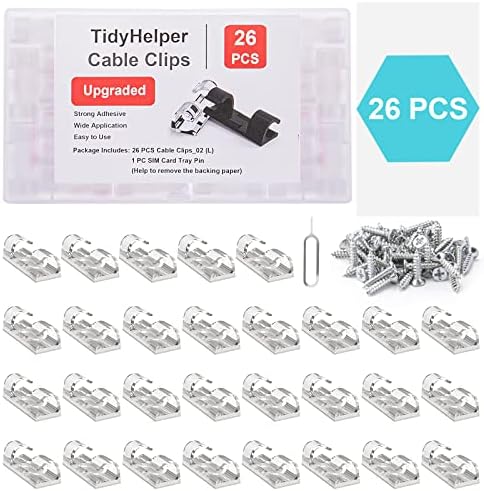 TidyHelper Adhesive Cable Clips Clear (Large, 26PCS), Indoor/Outdoor - Image 6
