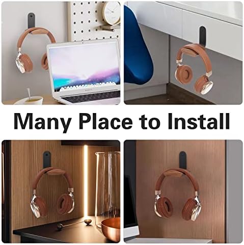 Walnut Wood Headphone Wall Mount, Wide Curved Headband Support (2 Pack) - Image 2
