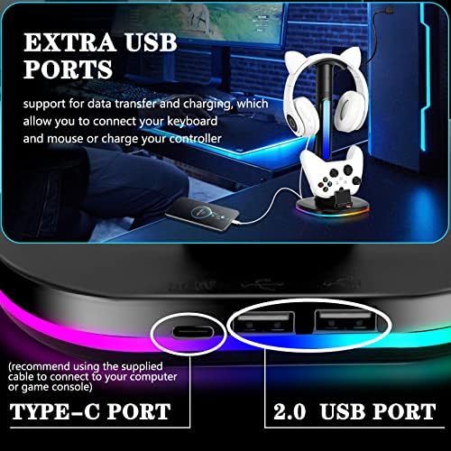Controller Charger with RGB Headphone Stand & 6660mWh Battery for Xbox Series X|S/Elite 2/One/One X/One S/One Elite, XSX Controller Charger Station, Headset and Controller Holder with 2 USB Port - Image 5