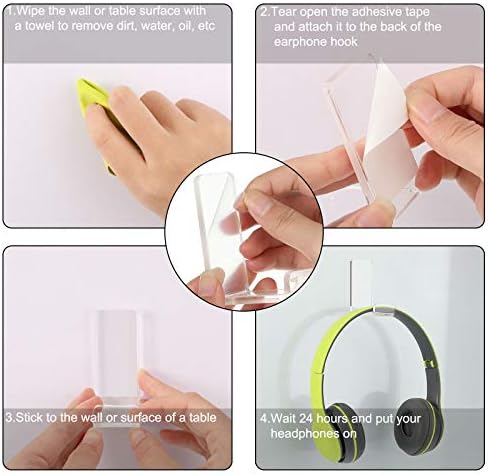 Weewooday 4 Pieces Headphone Hanger Headset Stand Holder, Clear - Image 4