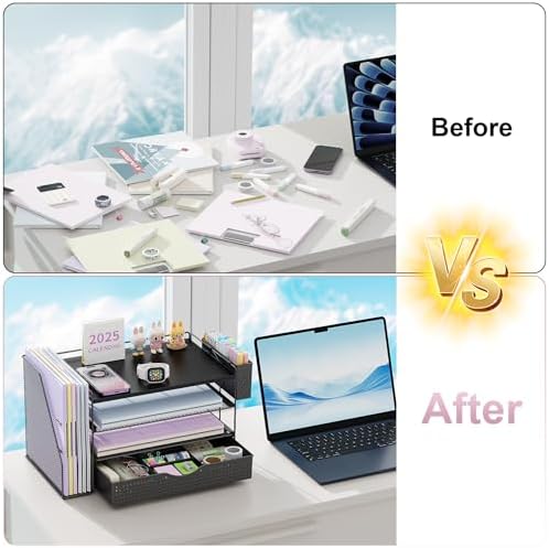 Wood Desk Organizers and Accessories with File Holder & Catalog Racks - Image 2