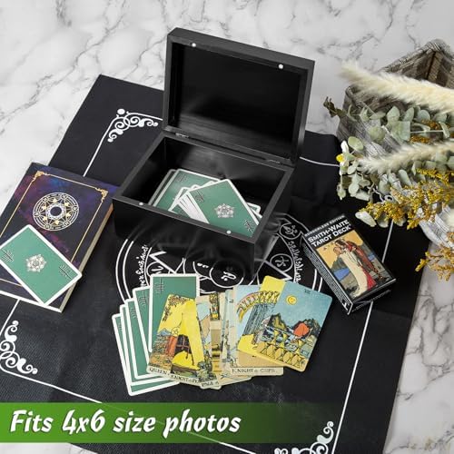 DRASTAR Small Keepsake Box, Black Wood Memory Box with Hinged Lids, Wooden Jewelry Storage Box,3x5, 4x6 Decorative Card Box, Bridal Shower Gifts - Image 3