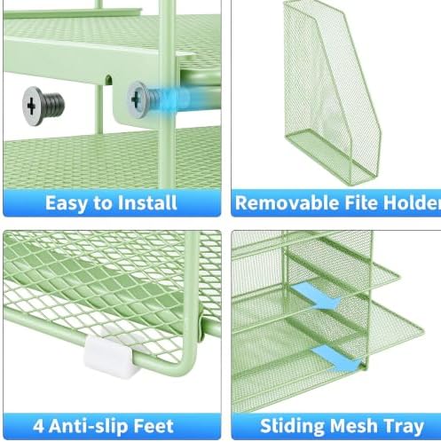 Desk Organizer, 5-Tier Paper Organizer Letter Tray, Green - Image 4