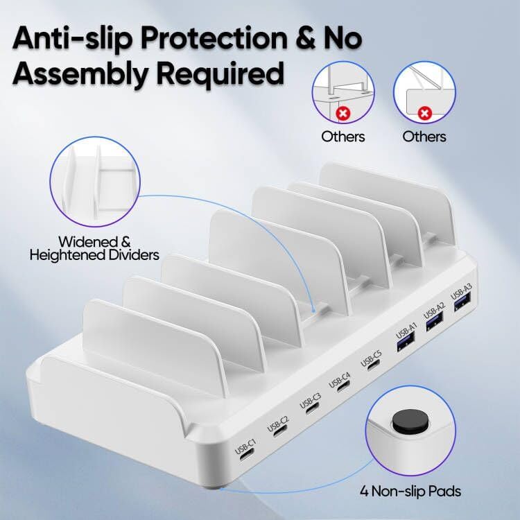 Lcssio 300W Charging Station for Multiple Devices, 8 Port Fast Charger - Image 4