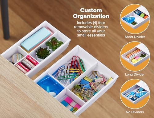 Bostitch Konnect Under Desk Drawer, Self-Adhesive Slide Out Storage Organizer with 4 Customizable Dividers, 2-Pack - Image 2