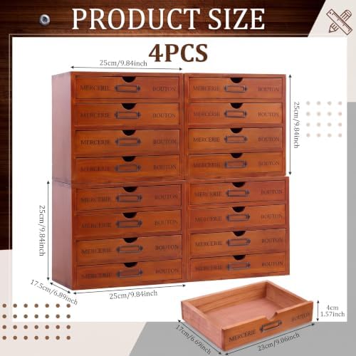 Wesiti 16 Drawers Wooden Apothecary Cabinet, Vintage Desktop Organizer - Image 3