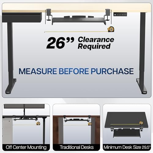 VIVO White Clamp-on 20 x 11 in Keyboard Tray, MOUNT-KB05ES-W - Image 4