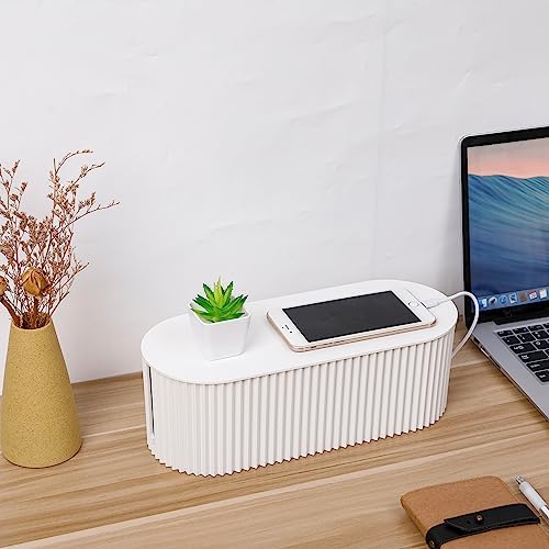 2 Pack Cable Management Box, Cord Organizer, White, Small+Large - Image 6