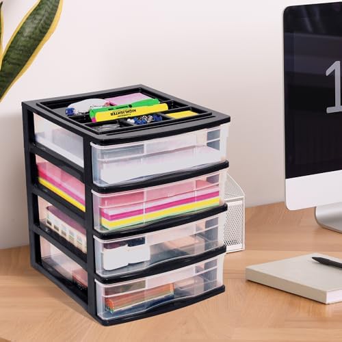 Gracious Living 4-Drawer Desktop/Countertop Organizer, Black/Clear, 4 Pack - Image 5