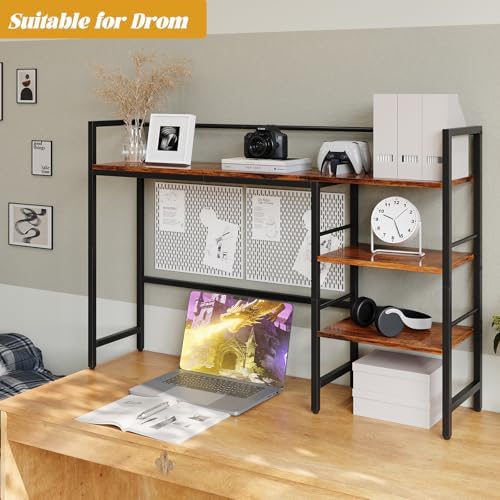 Desk Shelf, 45.4 Inch Wood Desk Organizer Shelf for Computer Monitor, Desk Hutch Storage, Desktop Shelf for Top of Desk, 3 Tier Desktop Bookshelf for Home Office Dorm, Rustic - Image 5