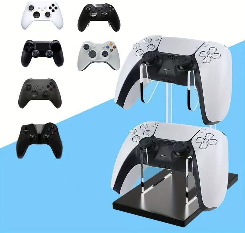 Game Controller Holder 2 Tiers - Universal Dual Controller & Headphone Stand, Acrylic Clear Display Stand Compatible with Nintendo Switch, Xbox, PS5, PS4 - Desk Mounts by Unknown
